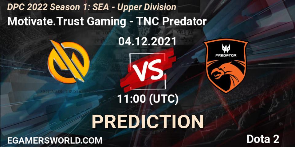 Prognose für das Spiel Motivate.Trust Gaming VS TNC Predator. 04.12.2021 at 11:00. Dota 2 - DPC 2022 Season 1: SEA - Upper Division
