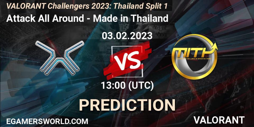 Prognose für das Spiel Attack All Around VS Made in Thailand. 03.02.23. VALORANT - VALORANT Challengers 2023: Thailand Split 1