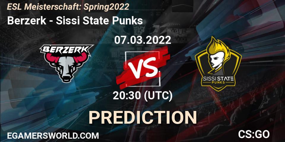 Prognose für das Spiel Berzerk VS Sissi State Punks. 07.03.2022 at 20:30. Counter-Strike (CS2) - ESL Meisterschaft: Spring 2022