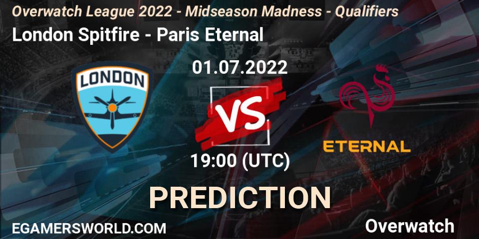 Prognose für das Spiel London Spitfire VS Paris Eternal. 01.07.22. Overwatch - Overwatch League 2022 - Midseason Madness - Qualifiers
