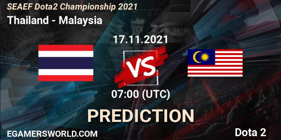 Prognose für das Spiel Thailand VS Team Malaysia. 17.11.2021 at 08:06. Dota 2 - SEAEF Dota2 Championship 2021
