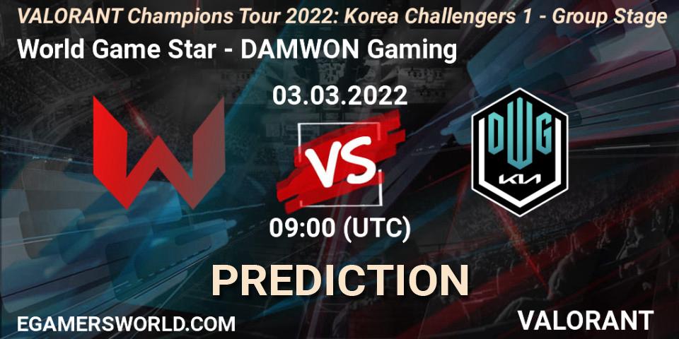 Prognose für das Spiel World Game Star VS DAMWON Gaming. 03.03.22. VALORANT - VCT 2022: Korea Challengers 1 - Group Stage