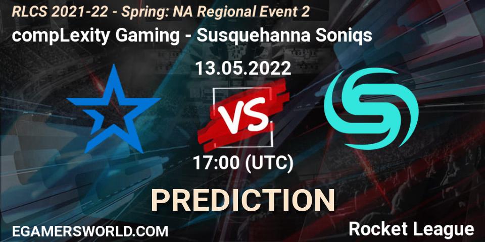 Prognose für das Spiel compLexity Gaming VS Susquehanna Soniqs. 13.05.22. Rocket League - RLCS 2021-22 - Spring: NA Regional Event 2