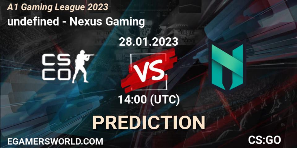 Prognose für das Spiel undefined VS Nexus Gaming. 28.01.23. CS2 (CS:GO) - A1 Gaming League 2023