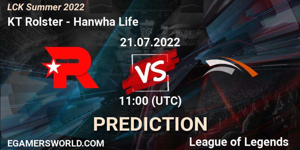 Prognose für das Spiel KT Rolster VS Hanwha Life. 21.07.2022 at 11:00. LoL - LCK Summer 2022
