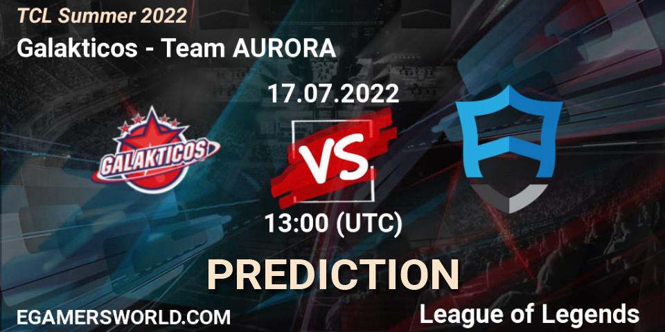 Prognose für das Spiel Galakticos VS Team AURORA. 17.07.22. LoL - TCL Summer 2022