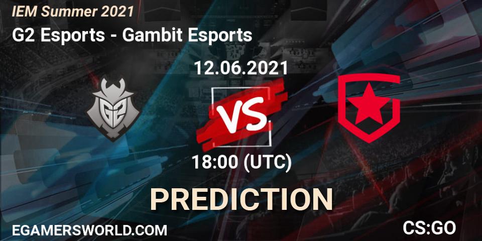 Prognose für das Spiel G2 Esports VS Gambit Esports. 12.06.21. CS2 (CS:GO) - IEM Summer 2021