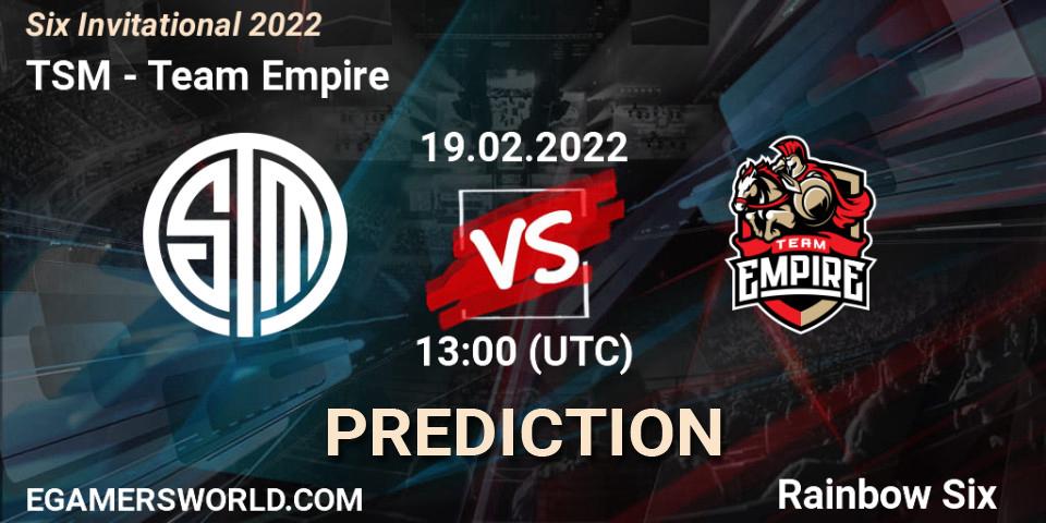 Prognose für das Spiel TSM VS Team Empire. 19.02.22. Rainbow Six - Six Invitational 2022