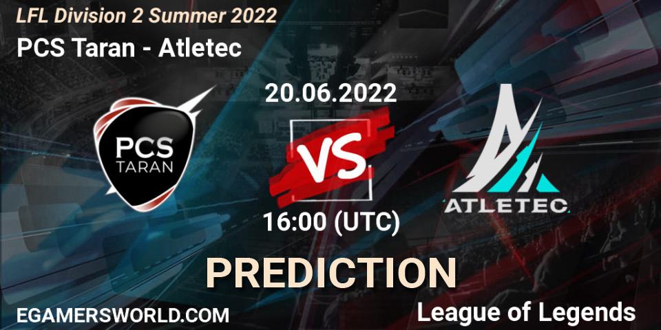 Prognose für das Spiel PCS Taran VS Atletec. 20.06.2022 at 16:00. LoL - LFL Division 2 Summer 2022