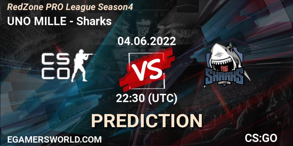 Prognose für das Spiel UNO MILLE VS Sharks. 05.06.2022 at 21:30. Counter-Strike (CS2) - RedZone PRO League Season 4