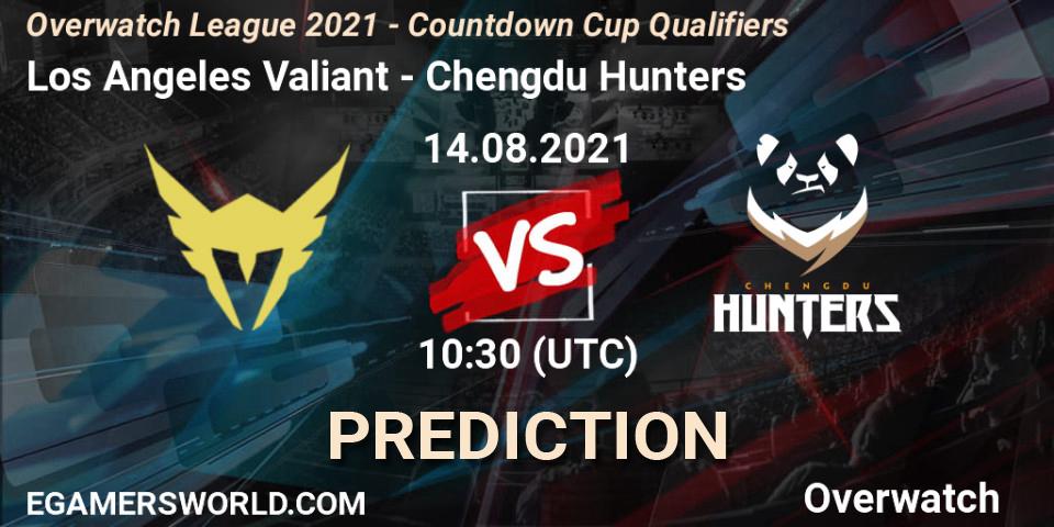 Prognose für das Spiel Los Angeles Valiant VS Chengdu Hunters. 14.08.2021 at 09:00. Overwatch - Overwatch League 2021 - Countdown Cup Qualifiers