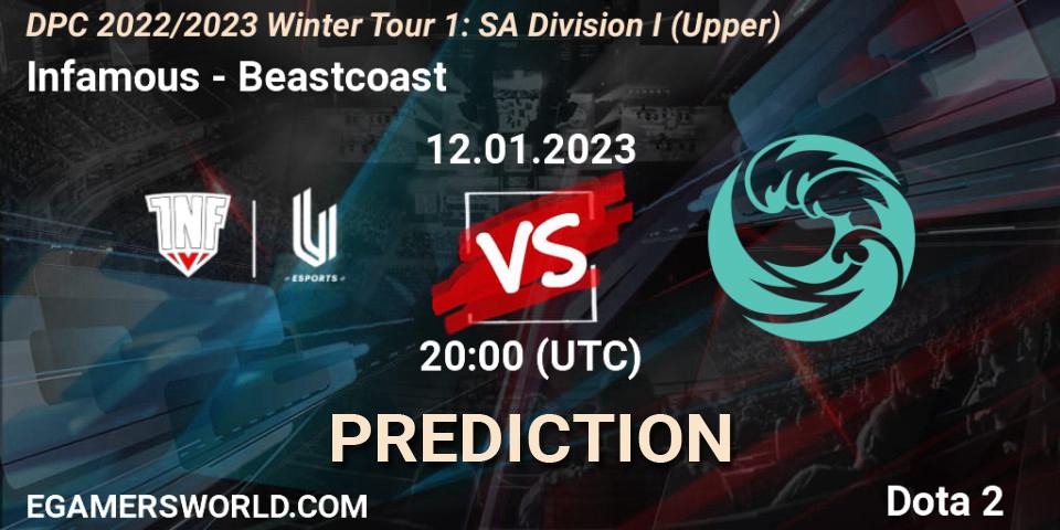 Prognose für das Spiel Infamous VS Beastcoast. 12.01.23. Dota 2 - DPC 2022/2023 Winter Tour 1: SA Division I (Upper) 