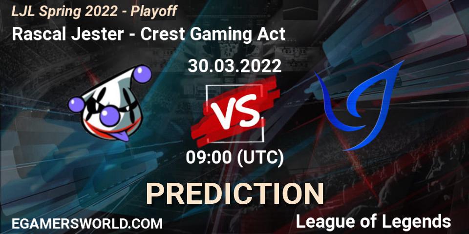 Prognose für das Spiel Rascal Jester VS Crest Gaming Act. 30.03.22. LoL - LJL Spring 2022 - Playoff 