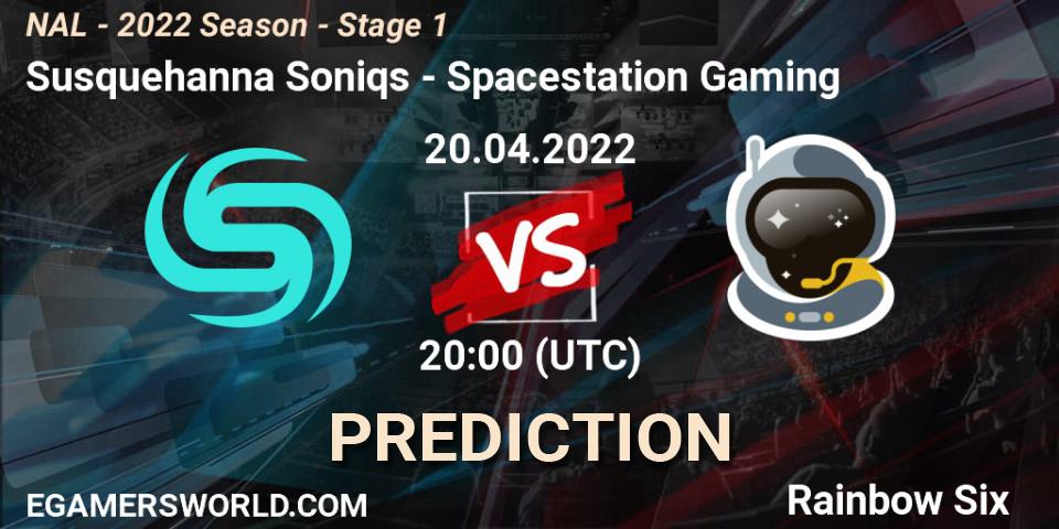 Prognose für das Spiel Susquehanna Soniqs VS Spacestation Gaming. 20.04.22. Rainbow Six - NAL - Season 2022 - Stage 1