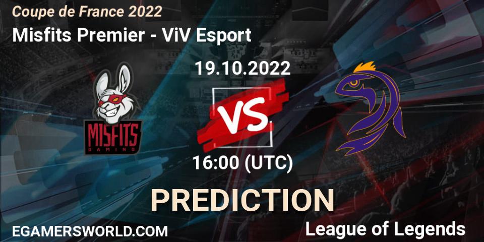 Prognose für das Spiel Misfits Premier VS ViV Esport. 19.10.22. LoL - Coupe de France 2022
