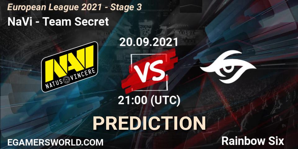 Prognose für das Spiel NaVi VS Team Secret. 20.09.21. Rainbow Six - European League 2021 - Stage 3