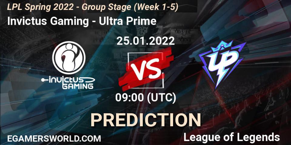 Prognose für das Spiel Invictus Gaming VS Ultra Prime. 25.01.2022 at 09:00. LoL - LPL Spring 2022 - Group Stage (Week 1-5)