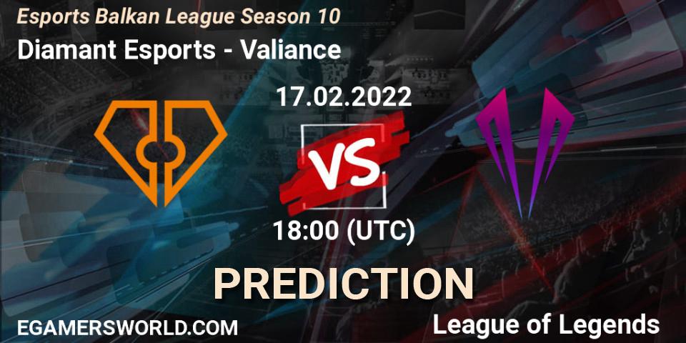 Prognose für das Spiel Diamant Esports VS Valiance. 17.02.22. LoL - Esports Balkan League Season 10