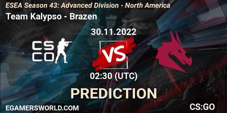 Prognose für das Spiel Team Kalypso VS Brazen. 30.11.22. CS2 (CS:GO) - ESEA Season 43: Advanced Division - North America