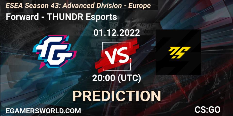 Prognose für das Spiel Forward VS THUNDR Esports. 01.12.22. CS2 (CS:GO) - ESEA Season 43: Advanced Division - Europe