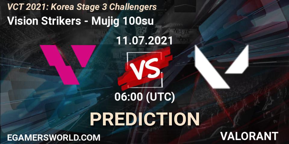 Prognose für das Spiel Vision Strikers VS Mujig 100su. 11.07.2021 at 06:00. VALORANT - VCT 2021: Korea Stage 3 Challengers