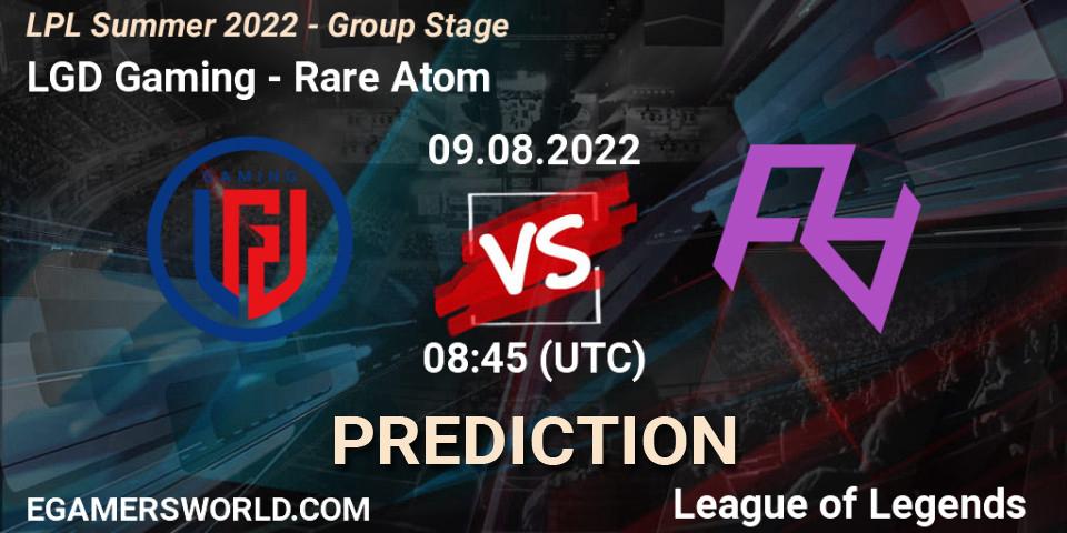 Prognose für das Spiel LGD Gaming VS Rare Atom. 09.08.22. LoL - LPL Summer 2022 - Group Stage