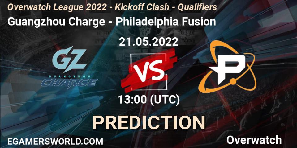 Prognose für das Spiel Guangzhou Charge VS Philadelphia Fusion. 22.05.22. Overwatch - Overwatch League 2022 - Kickoff Clash - Qualifiers