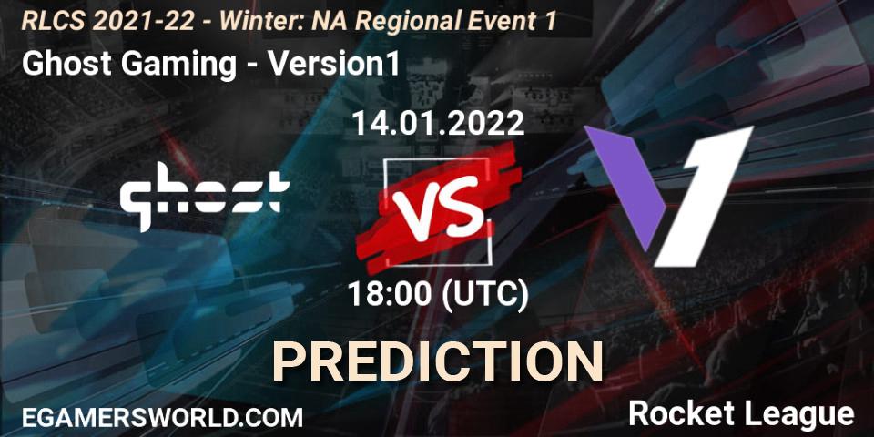 Prognose für das Spiel Ghost Gaming VS Version1. 14.01.22. Rocket League - RLCS 2021-22 - Winter: NA Regional Event 1