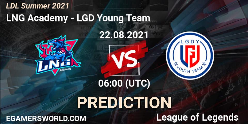 Prognose für das Spiel LNG Academy VS LGD Young Team. 22.08.2021 at 06:00. LoL - LDL Summer 2021