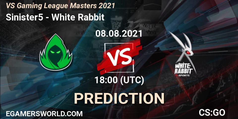Prognose für das Spiel Sinister5 VS White Rabbit. 08.08.21. CS2 (CS:GO) - VS Gaming League Masters 2021
