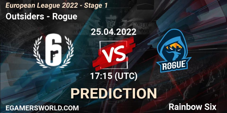Prognose für das Spiel Outsiders VS Rogue. 25.04.22. Rainbow Six - European League 2022 - Stage 1