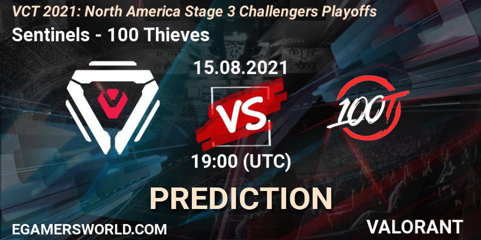 Prognose für das Spiel Sentinels VS 100 Thieves. 15.08.2021 at 19:00. VALORANT - VCT 2021: North America Stage 3 Challengers Playoffs
