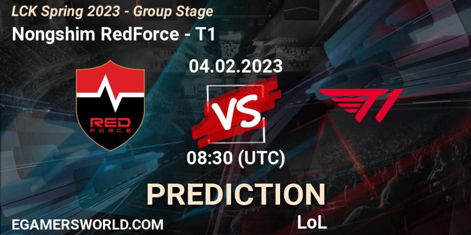 Prognose für das Spiel Nongshim RedForce VS T1. 04.02.23. LoL - LCK Spring 2023 - Group Stage