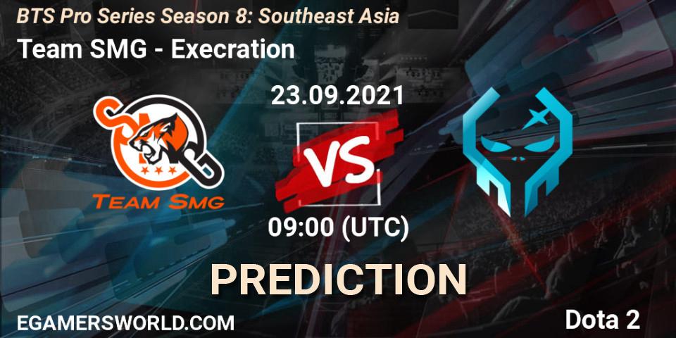 Prognose für das Spiel Team SMG VS Execration. 23.09.2021 at 09:01. Dota 2 - BTS Pro Series Season 8: Southeast Asia