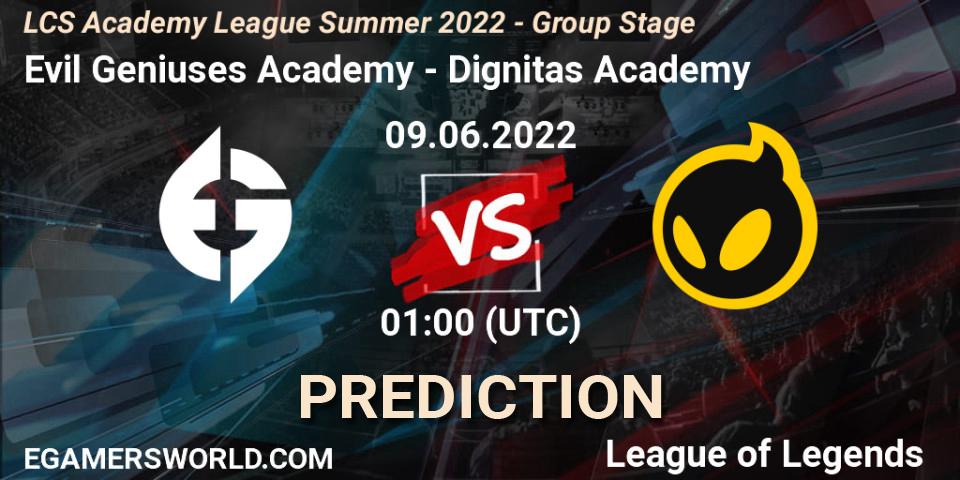 Prognose für das Spiel Evil Geniuses Academy VS Dignitas Academy. 09.06.22. LoL - LCS Academy League Summer 2022 - Group Stage