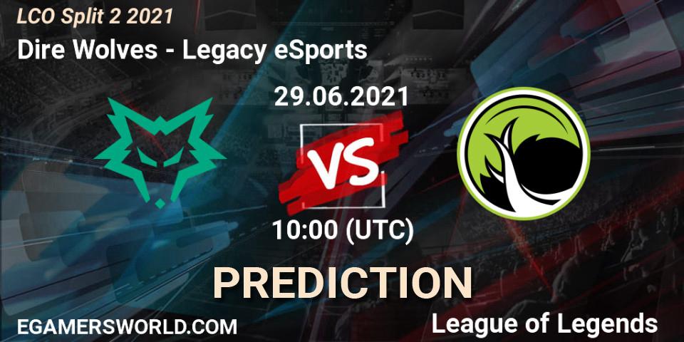 Prognose für das Spiel Dire Wolves VS Legacy eSports. 29.06.21. LoL - LCO Split 2 2021