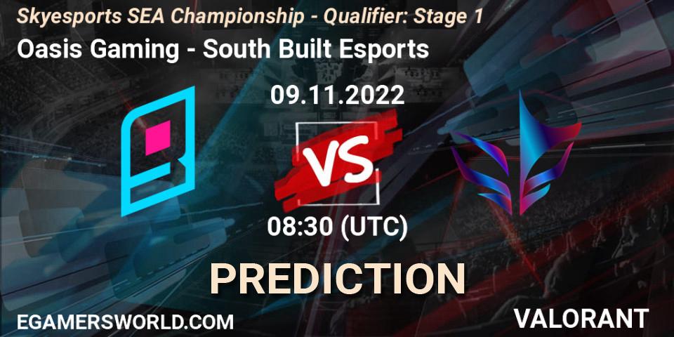 Prognose für das Spiel Oasis Gaming VS South Built Esports. 09.11.2022 at 08:30. VALORANT - Skyesports SEA Championship - Qualifier: Stage 1