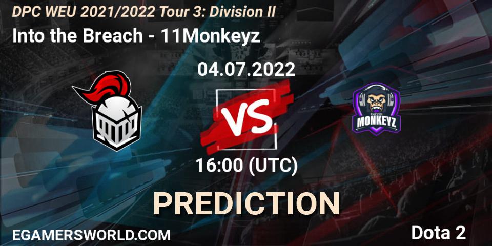 Prognose für das Spiel Into the Breach VS 11Monkeyz. 04.07.22. Dota 2 - DPC WEU 2021/2022 Tour 3: Division II