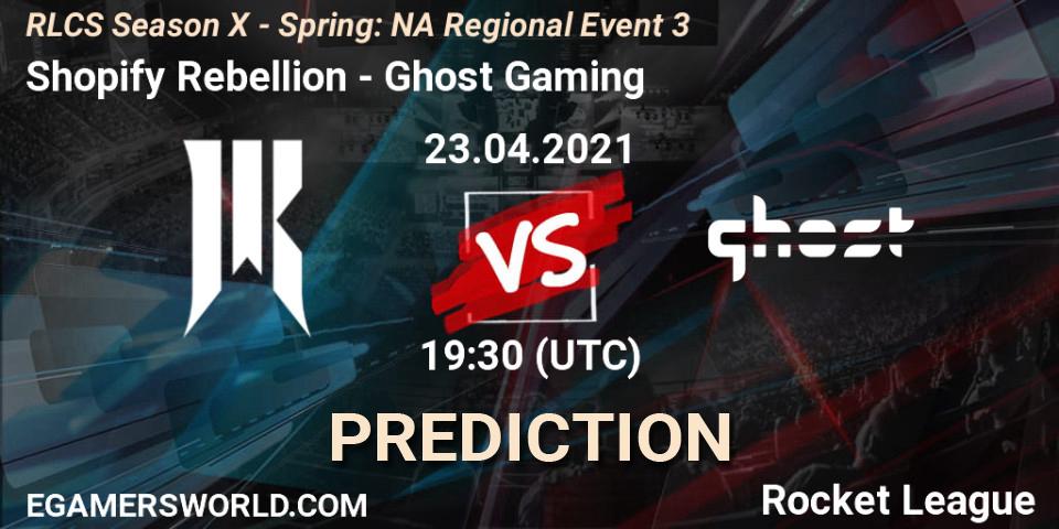 Prognose für das Spiel Shopify Rebellion VS Ghost Gaming. 23.04.21. Rocket League - RLCS Season X - Spring: NA Regional Event 3