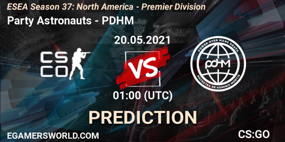 Prognose für das Spiel Party Astronauts VS PDHM. 20.05.2021 at 01:00. Counter-Strike (CS2) - ESEA Season 37: North America - Premier Division