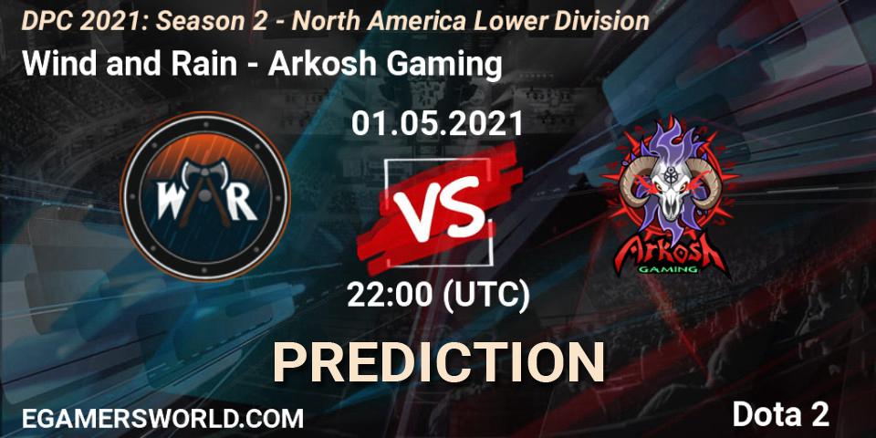 Prognose für das Spiel Wind and Rain VS Arkosh Gaming. 01.05.21. Dota 2 - DPC 2021: Season 2 - North America Lower Division