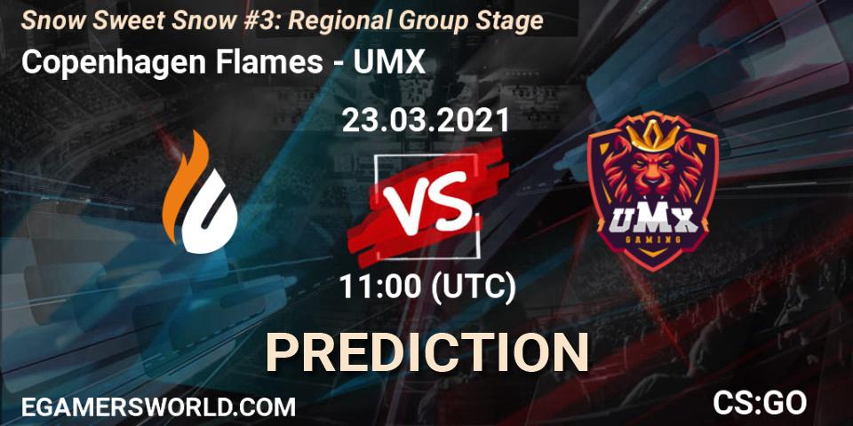 Prognose für das Spiel Copenhagen Flames VS UMX. 23.03.2021 at 11:00. Counter-Strike (CS2) - Snow Sweet Snow #3: Regional Group Stage