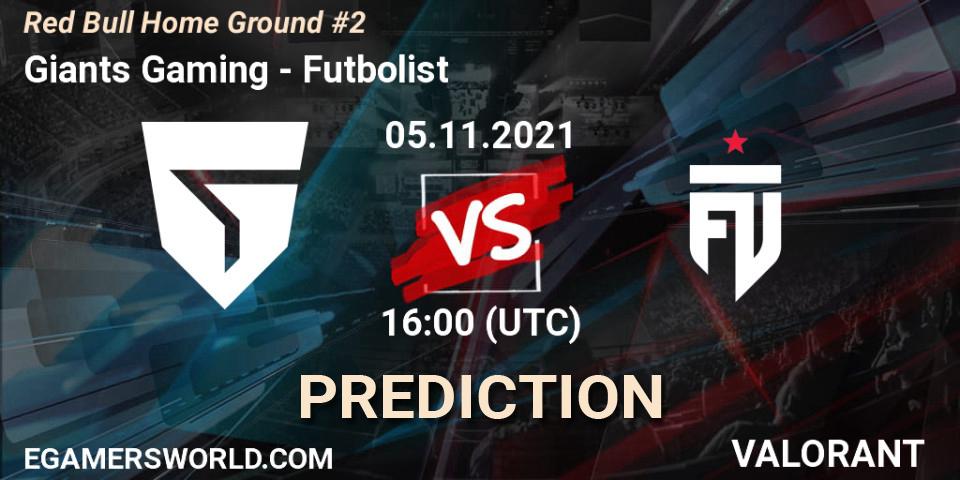 Prognose für das Spiel Giants Gaming VS Futbolist. 05.11.2021 at 16:00. VALORANT - Red Bull Home Ground #2