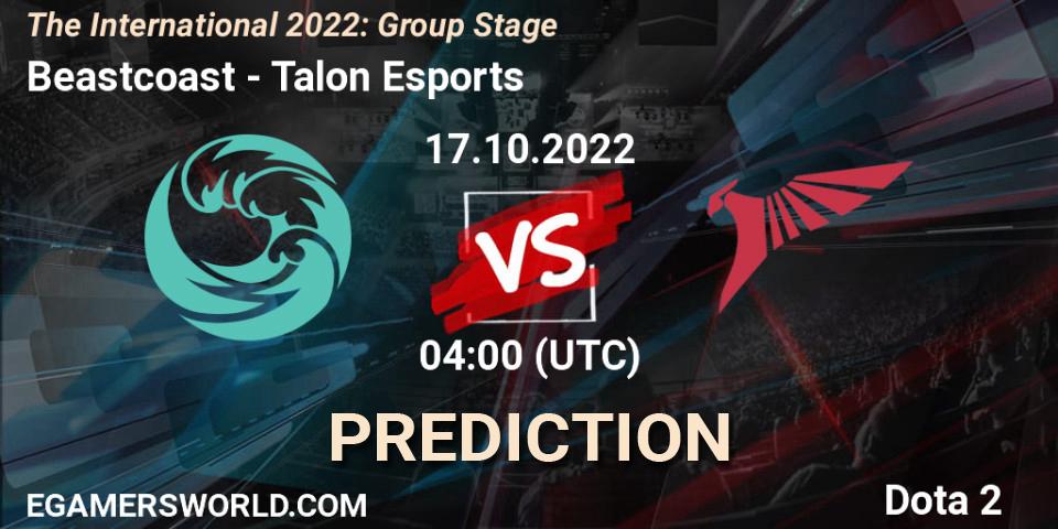 Prognose für das Spiel Beastcoast VS Talon Esports. 17.10.22. Dota 2 - The International 2022: Group Stage
