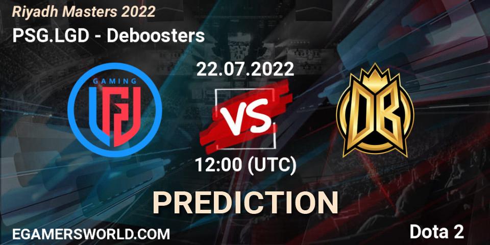Prognose für das Spiel PSG.LGD VS Deboosters. 22.07.2022 at 12:00. Dota 2 - Riyadh Masters 2022