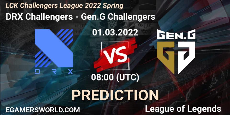Prognose für das Spiel DRX Challengers VS Gen.G Challengers. 01.03.2022 at 08:00. LoL - LCK Challengers League 2022 Spring