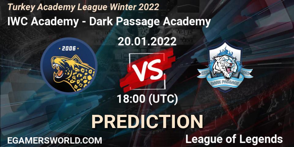 Prognose für das Spiel IWC Academy VS Dark Passage Academy. 20.01.2022 at 18:00. LoL - Turkey Academy League Winter 2022