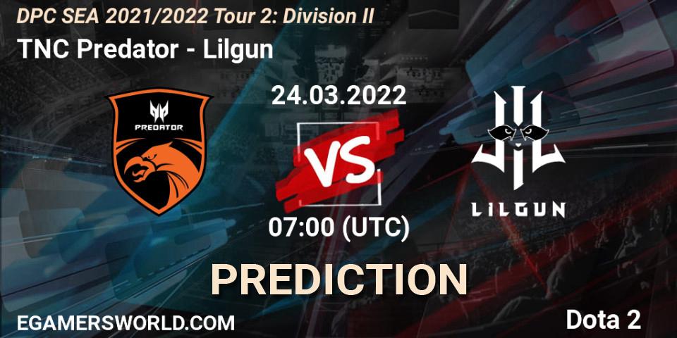Prognose für das Spiel TNC Predator VS Lilgun. 24.03.22. Dota 2 - DPC 2021/2022 Tour 2: SEA Division II (Lower)