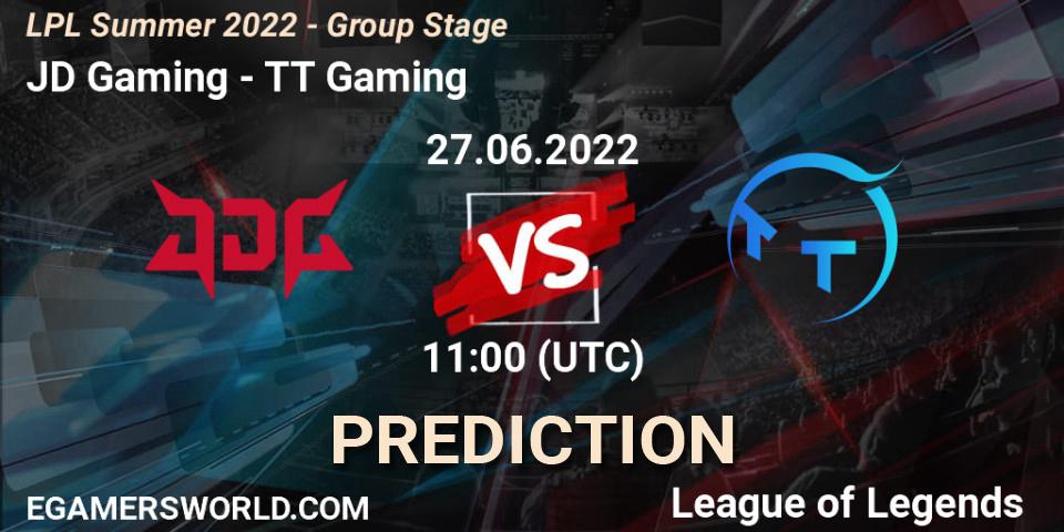 Prognose für das Spiel JD Gaming VS TT Gaming. 27.06.2022 at 11:00. LoL - LPL Summer 2022 - Group Stage