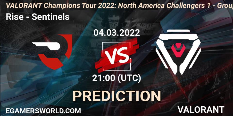Prognose für das Spiel Rise VS Sentinels. 04.03.2022 at 21:15. VALORANT - VCT 2022: North America Challengers 1 - Group Stage